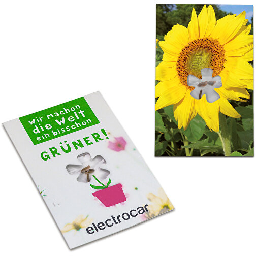 Samen-Karte-Mini Blume - Sonnenblume , Saatgut, Papier, 6,30cm x 9,80cm (Länge x Breite), Bild 1