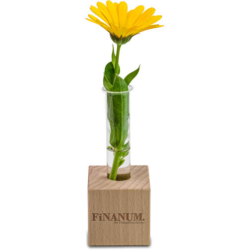 Mini-Vase - Mit Digitaldruck Und Lasergravur , Papier, Holz, Glas, 4,00cm x 10,00cm x 4,00cm (Länge x Höhe x Breite), Bild 2