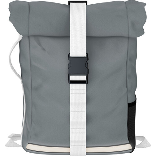 Rolltop Rucksack Comfort , grau / weiss, Sublimation-fabric 200g - Polyester (PU), 29,50cm x 13,00cm x 33,00cm (Länge x Höhe x Breite), Bild 1