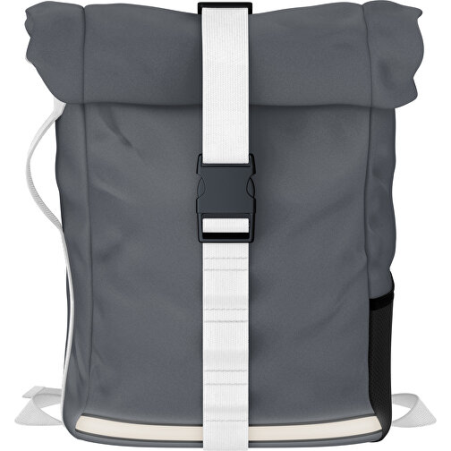 Rolltop Rucksack Comfort , dunkelgrau / weiß, Sublimation-fabric 200g - Polyester (PU), 29,50cm x 13,00cm x 33,00cm (Länge x Höhe x Breite), Bild 1