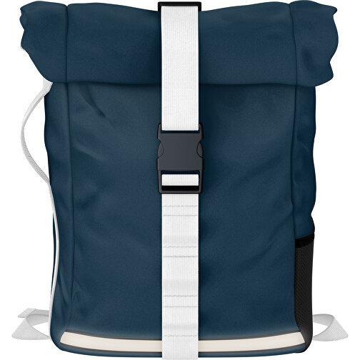 Rolltop Rucksack Comfort , navyblau / weiß, Sublimation-fabric 200g - Polyester (PU), 29,50cm x 13,00cm x 33,00cm (Länge x Höhe x Breite), Bild 1