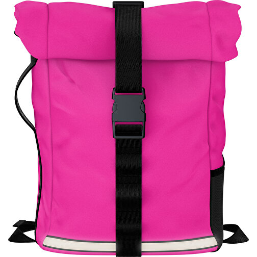Rolltop Rucksack Comfort , pink / schwarz, Sublimation-fabric 200g - Polyester (PU), 29,50cm x 13,00cm x 33,00cm (Länge x Höhe x Breite), Bild 1