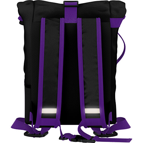Rolltop Rucksack Comfort , schwarz / lila, Sublimation-fabric 200g - Polyester (PU), 29,50cm x 13,00cm x 33,00cm (Länge x Höhe x Breite), Bild 2