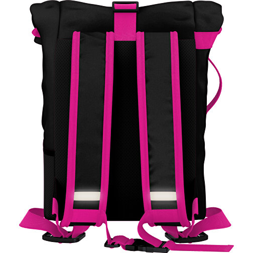 Rolltop Rucksack Comfort , schwarz / pink, Sublimation-fabric 200g - Polyester (PU), 29,50cm x 13,00cm x 33,00cm (Länge x Höhe x Breite), Bild 2