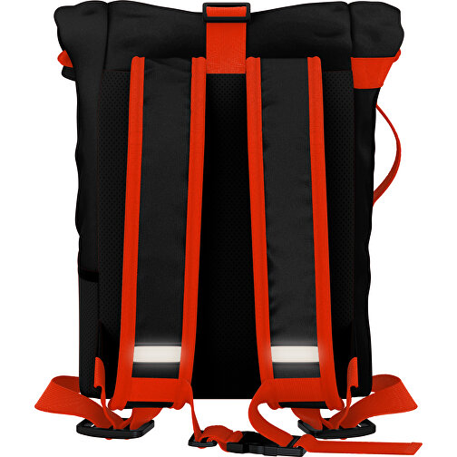 Rolltop Rucksack Comfort , schwarz / orange, Sublimation-fabric 200g - Polyester (PU), 29,50cm x 13,00cm x 33,00cm (Länge x Höhe x Breite), Bild 2