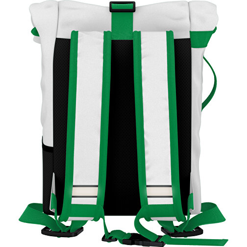 Rolltop Rucksack Comfort , weiß / tannengrün, Sublimation-fabric 200g - Polyester (PU), 29,50cm x 13,00cm x 33,00cm (Länge x Höhe x Breite), Bild 2
