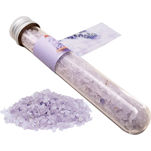 Reagenzglas Wellness , lila, Glas, Badesalz, Metall, Papier, 10,00cm (Höhe), Bild 1
