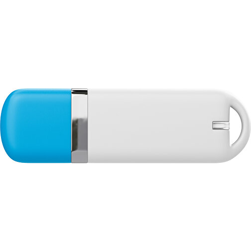 USB-Stick StylishDrive 2.0 , weiß / himmelblau MB , 32 GB , Gummiplastik, Kunststoff MB , 6,20cm x 0,75cm x 2,00cm (Länge x Höhe x Breite), Bild 2