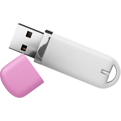 USB-Stick StylishDrive 2.0 , weiß / rosa MB , 32 GB , Gummiplastik, Kunststoff MB , 6,20cm x 0,75cm x 2,00cm (Länge x Höhe x Breite), Bild 1