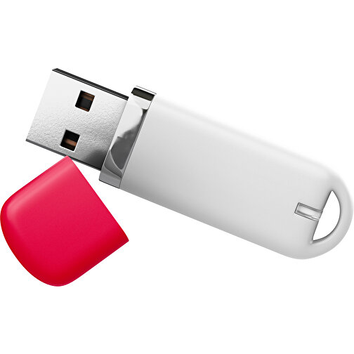 USB-Stick StylishDrive 2.0 , weiß / ampelrot MB , 32 GB , Gummiplastik, Kunststoff MB , 6,20cm x 0,75cm x 2,00cm (Länge x Höhe x Breite), Bild 1