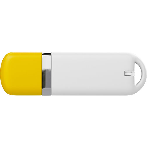 USB-Stick StylishDrive 2.0 , weiß / goldgelb MB , 32 GB , Gummiplastik, Kunststoff MB , 6,20cm x 0,75cm x 2,00cm (Länge x Höhe x Breite), Bild 2