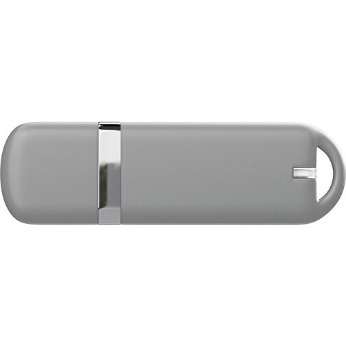 USB-Stick StylishDrive 2.0 , grau MB , 16 GB , Gummiplastik, Kunststoff MB , 6,20cm x 0,75cm x 2,00cm (Länge x Höhe x Breite), Bild 2