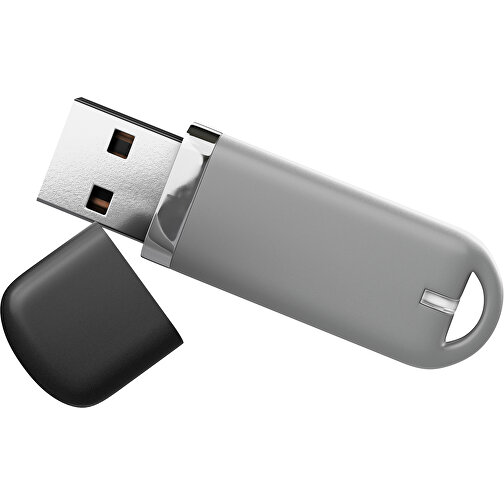 USB-Stick StylishDrive 2.0 , grau /schwarz MB , 16 GB , Gummiplastik, Kunststoff MB , 6,20cm x 0,75cm x 2,00cm (Länge x Höhe x Breite), Bild 1
