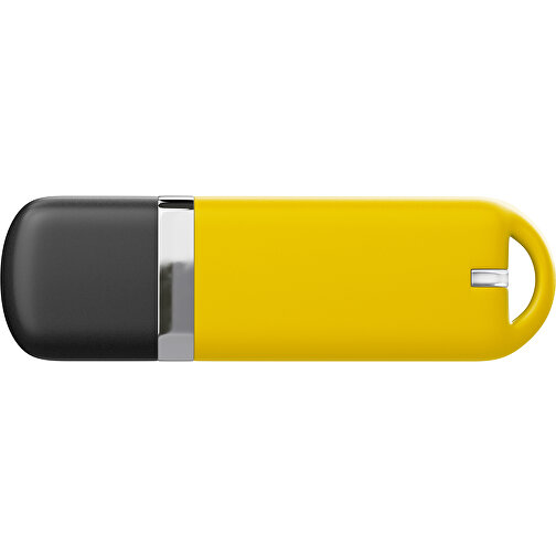 USB-Stick StylishDrive 2.0 , goldgelb /schwarz MB , 16 GB , Gummiplastik, Kunststoff MB , 6,20cm x 0,75cm x 2,00cm (Länge x Höhe x Breite), Bild 2