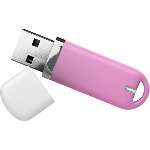 USB-Stick StylishDrive 2.0 , rosa / weiß MB , 16 GB , Gummiplastik, Kunststoff MB , 6,20cm x 0,75cm x 2,00cm (Länge x Höhe x Breite), Bild 1