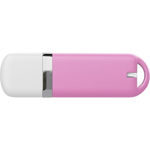 USB-Stick StylishDrive 2.0 , rosa / weiß MB , 16 GB , Gummiplastik, Kunststoff MB , 6,20cm x 0,75cm x 2,00cm (Länge x Höhe x Breite), Bild 2