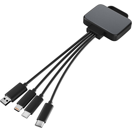 3-in-1 USB-Ladekabel MultiCharge , dunkelgrau / schwarz, Kunststoff, 5,30cm x 1,20cm x 5,50cm (Länge x Höhe x Breite), Bild 1