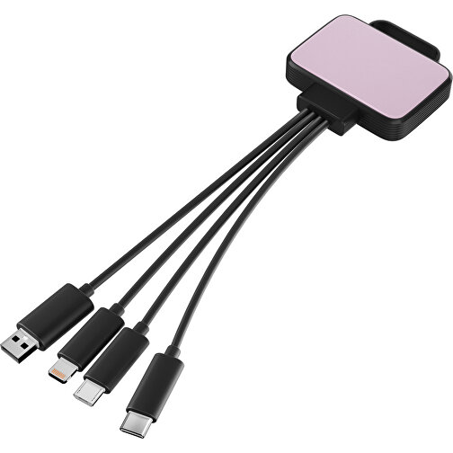 3-in-1 USB-Ladekabel MultiCharge , zartrosa / schwarz, Kunststoff, 5,30cm x 1,20cm x 5,50cm (Länge x Höhe x Breite), Bild 1