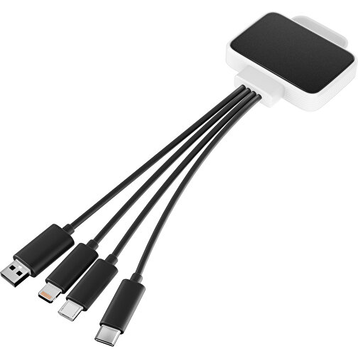 3-in-1 USB-Ladekabel MultiCharge , schwarz / weiß, Kunststoff, 5,30cm x 1,20cm x 5,50cm (Länge x Höhe x Breite), Bild 1