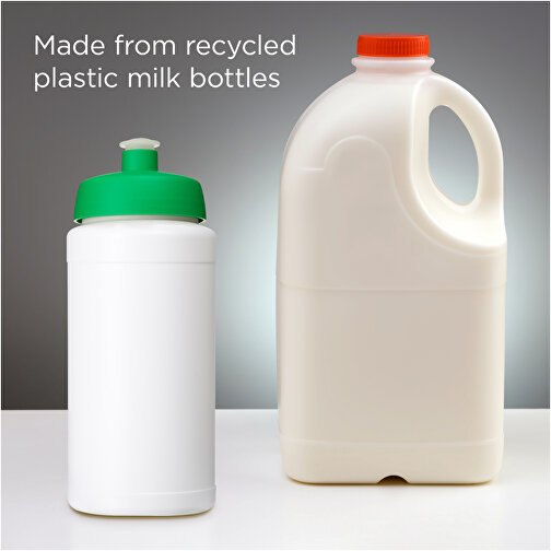 Baseline Recycelte Sportflasche, 500 Ml , Green Concept, weiß / grün, Recycelter HDPE Kunststoff, 18,50cm (Höhe), Bild 4