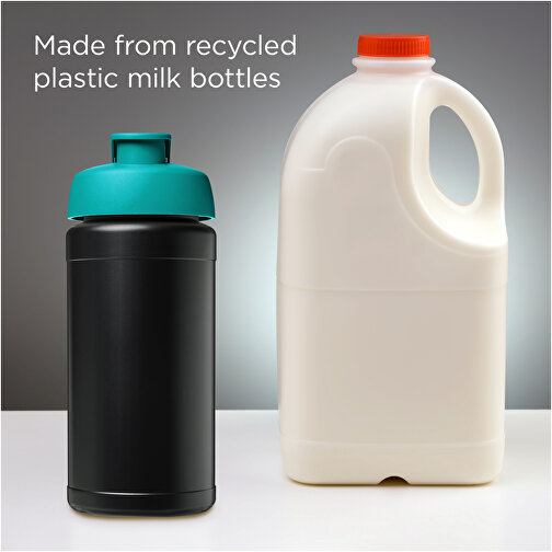 Baseline 500 Ml Recycelte Sportflasche Mit Klappdeckel , aquablau, 85% Recycelter HDPE Kunststoff, 15% PP Kunststoff, 18,50cm (Höhe), Bild 4