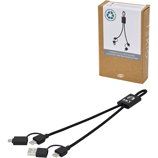 Connect kabel do szybkiego ładowania 6-w-1 o mocy 45 W z aluminium pochodzącego z recyklingu z cer, Obraz 2