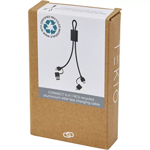 Connect kabel do szybkiego ładowania 6-w-1 o mocy 45 W z aluminium pochodzącego z recyklingu z cer, Obraz 3
