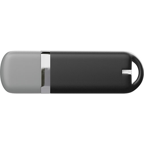 USB-Stick StylishDrive 2.0 , schwarz / grau MB , 16 GB , Gummiplastik, Kunststoff MB , 6,20cm x 0,75cm x 2,00cm (Länge x Höhe x Breite), Bild 2