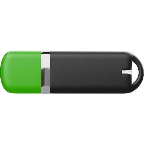 USB-Stick StylishDrive 2.0 , schwarz / grasgrün MB , 16 GB , Gummiplastik, Kunststoff MB , 6,20cm x 0,75cm x 2,00cm (Länge x Höhe x Breite), Bild 2