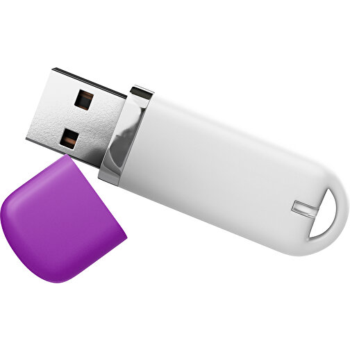 USB-Stick StylishDrive 2.0 , weiß / dunkelmagenta MB , 16 GB , Gummiplastik, Kunststoff MB , 6,20cm x 0,75cm x 2,00cm (Länge x Höhe x Breite), Bild 1