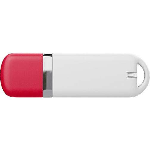 USB-Stick StylishDrive 2.0 , weiß / dunkelrot MB , 16 GB , Gummiplastik, Kunststoff MB , 6,20cm x 0,75cm x 2,00cm (Länge x Höhe x Breite), Bild 2