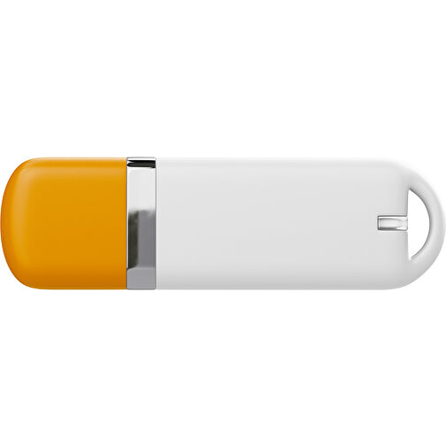 USB-Stick StylishDrive 2.0 , weiß / kürbisorange MB , 16 GB , Gummiplastik, Kunststoff MB , 6,20cm x 0,75cm x 2,00cm (Länge x Höhe x Breite), Bild 2