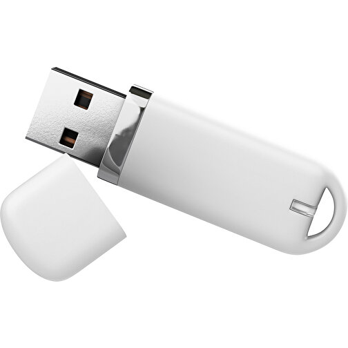 USB-Stick StylishDrive 2.0 , weiß MB , 8 GB , Gummiplastik, Kunststoff MB , 6,20cm x 0,75cm x 2,00cm (Länge x Höhe x Breite), Bild 1