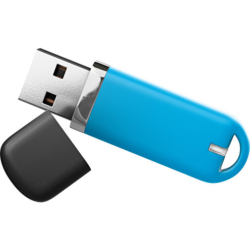 USB-Stick StylishDrive 2.0 , himmelblau /schwarz MB , 8 GB , Gummiplastik, Kunststoff MB , 6,20cm x 0,75cm x 2,00cm (Länge x Höhe x Breite), Bild 1