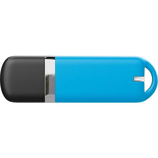 USB-Stick StylishDrive 2.0 , himmelblau /schwarz MB , 8 GB , Gummiplastik, Kunststoff MB , 6,20cm x 0,75cm x 2,00cm (Länge x Höhe x Breite), Bild 2