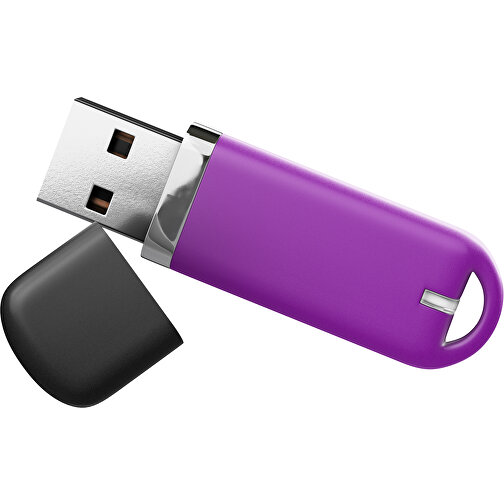 USB-Stick StylishDrive 2.0 , dunkelmagenta /schwarz MB , 8 GB , Gummiplastik, Kunststoff MB , 6,20cm x 0,75cm x 2,00cm (Länge x Höhe x Breite), Bild 1