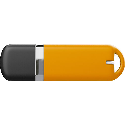 USB-Stick StylishDrive 2.0 , kürbisorange /schwarz MB , 8 GB , Gummiplastik, Kunststoff MB , 6,20cm x 0,75cm x 2,00cm (Länge x Höhe x Breite), Bild 2
