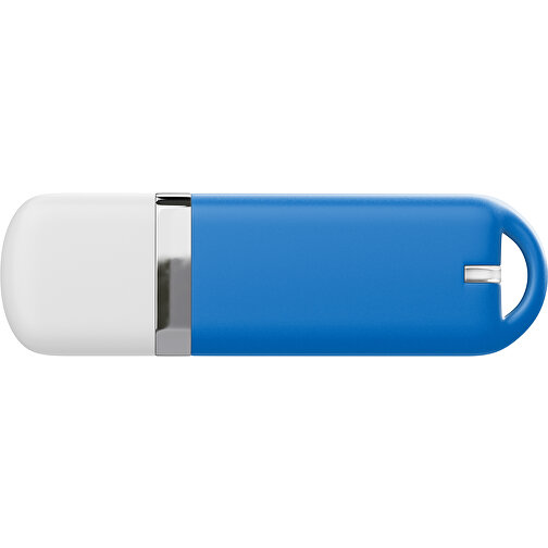USB-Stick StylishDrive 2.0 , kobaltblau / weiß MB , 8 GB , Gummiplastik, Kunststoff MB , 6,20cm x 0,75cm x 2,00cm (Länge x Höhe x Breite), Bild 2