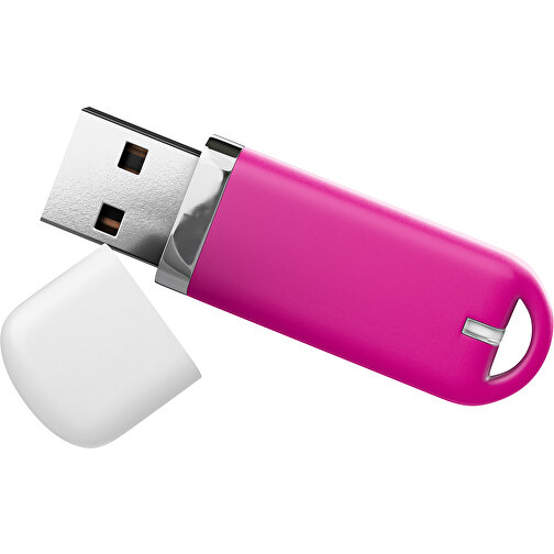 USB-Stick StylishDrive 2.0 , pink / weiß MB , 8 GB , Gummiplastik, Kunststoff MB , 6,20cm x 0,75cm x 2,00cm (Länge x Höhe x Breite), Bild 1