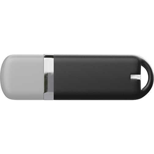 USB-Stick StylishDrive 2.0 , schwarz / hellgrau MB , 8 GB , Gummiplastik, Kunststoff MB , 6,20cm x 0,75cm x 2,00cm (Länge x Höhe x Breite), Bild 2