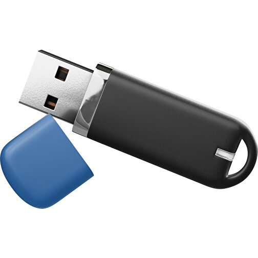 USB-Stick StylishDrive 2.0 , schwarz / dunkelblau MB , 8 GB , Gummiplastik, Kunststoff MB , 6,20cm x 0,75cm x 2,00cm (Länge x Höhe x Breite), Bild 1