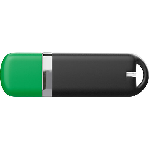 USB-Stick StylishDrive 2.0 , schwarz / grün MB , 8 GB , Gummiplastik, Kunststoff MB , 6,20cm x 0,75cm x 2,00cm (Länge x Höhe x Breite), Bild 2