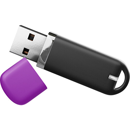 USB-Stick StylishDrive 2.0 , schwarz / dunkelmagenta MB , 8 GB , Gummiplastik, Kunststoff MB , 6,20cm x 0,75cm x 2,00cm (Länge x Höhe x Breite), Bild 1