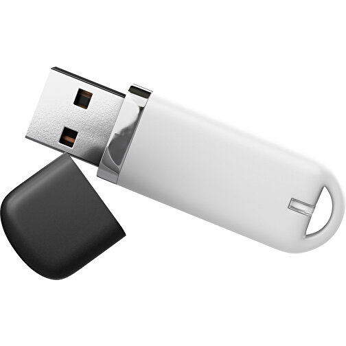 USB-Stick StylishDrive 2.0 , weiß / schwarz MB , 8 GB , Gummiplastik, Kunststoff MB , 6,20cm x 0,75cm x 2,00cm (Länge x Höhe x Breite), Bild 1