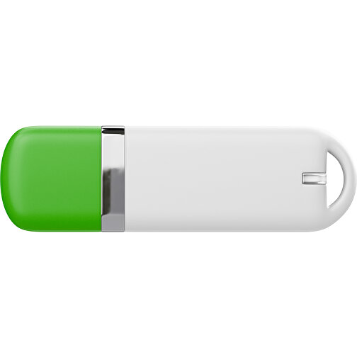USB-Stick StylishDrive 2.0 , weiß / grasgrün MB , 8 GB , Gummiplastik, Kunststoff MB , 6,20cm x 0,75cm x 2,00cm (Länge x Höhe x Breite), Bild 2