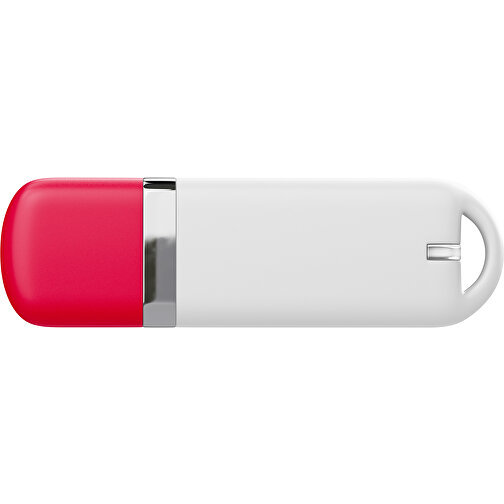 USB-Stick StylishDrive 2.0 , weiß / ampelrot MB , 8 GB , Gummiplastik, Kunststoff MB , 6,20cm x 0,75cm x 2,00cm (Länge x Höhe x Breite), Bild 2