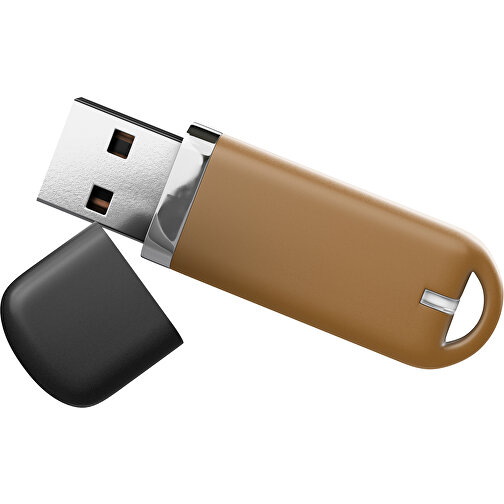 USB-Stick StylishDrive 2.0 , erdbraun /schwarz MB , 4 GB , Gummiplastik, Kunststoff MB , 6,20cm x 0,75cm x 2,00cm (Länge x Höhe x Breite), Bild 1