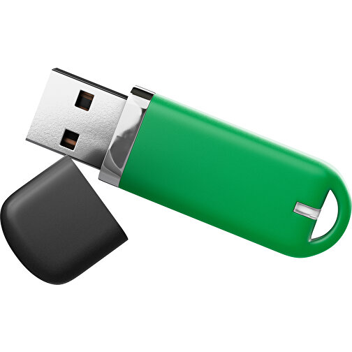 USB-Stick StylishDrive 2.0 , grün /schwarz MB , 4 GB , Gummiplastik, Kunststoff MB , 6,20cm x 0,75cm x 2,00cm (Länge x Höhe x Breite), Bild 1