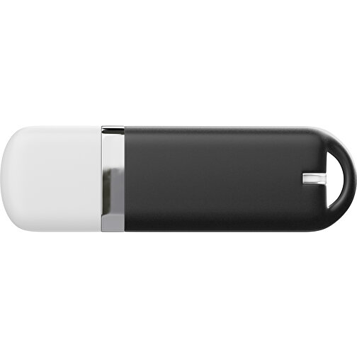 USB-Stick StylishDrive 2.0 , schwarz / weiß MB , 4 GB , Gummiplastik, Kunststoff MB , 6,20cm x 0,75cm x 2,00cm (Länge x Höhe x Breite), Bild 2
