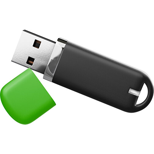 USB-Stick StylishDrive 2.0 , schwarz / grasgrün MB , 4 GB , Gummiplastik, Kunststoff MB , 6,20cm x 0,75cm x 2,00cm (Länge x Höhe x Breite), Bild 1